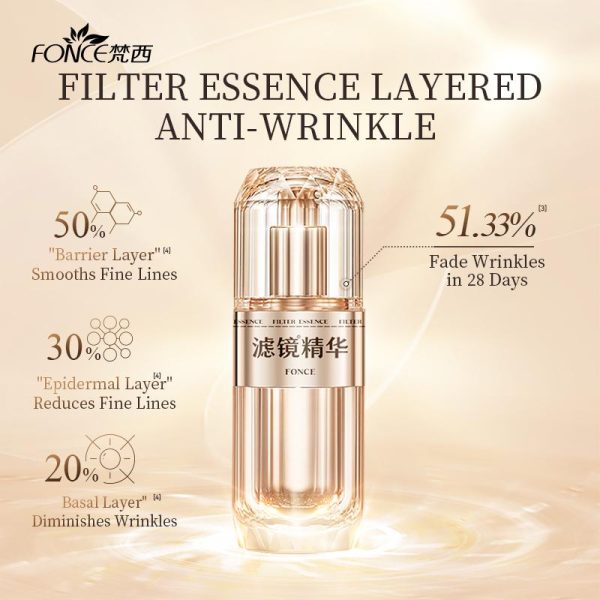 FONCE Filter Essence Skincare - Anti-Wrinkle, Firming, Elasticity Boost, Radiant Glow 30ml/bottle Esensi Penapis FONCE Skincare - Anti-Kerut, Mengencangkan, Meningkatkan Elastisitas, Bersinar 30ml/botol Kulit