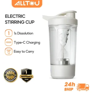 ALLTOU Rechargeable Battery Mini Portable Electric Stirring Cup 450ML Automatic Protein Shaker Bottle Milkshake Machine Coffee Mixing Cup Outdoor Sports Bottle