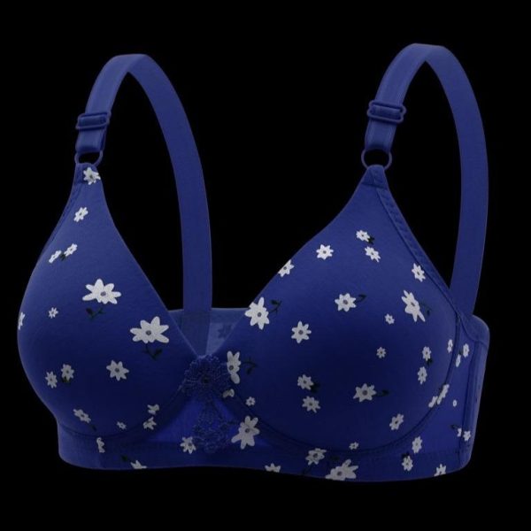 Bras Women Non-wired Wireless Bra Cotton 34-42 Cup B Full Coverage Small Flower Design Baju Dalam Wanita Tanpa Dawai