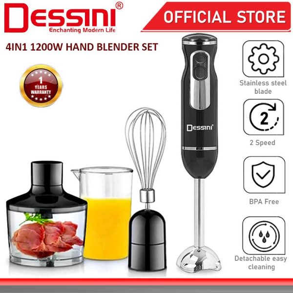 4 IN 1 DESSINI ITALY Hand Blender Chopper Mixer Grinder Juicer Food Processor Stainless Steel Knife Blade / Pengisar