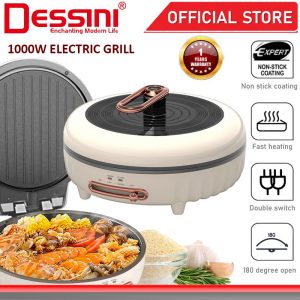 DESSINI ITALY 180° Open 26CM Double Sided Non-Stick Electric Baking Pan Pizza Crepe Pancake Maker BBQ Grill Pot Cooker