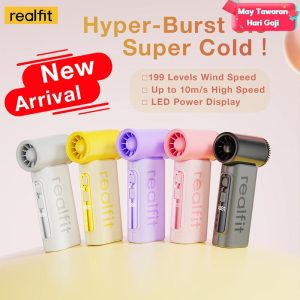 Realfit T1 199 Speed Turbo Fan|199 Speeds Adjustable|LED Display|3-15H|USB Rechargeable|with Lanyard|143g Light mini Pocket Fan| Gift for Women Men Travel/Camping/Outdoor