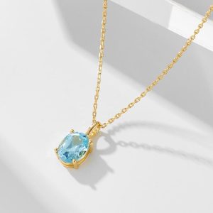 [925 Perak]Kalung Peluh Musim Panas & Loket Nilam Tahan Kotoran Kalung Cantik Hypoallergenic untuk Wanita Barang kemas yang bergaya dan serba boleh
