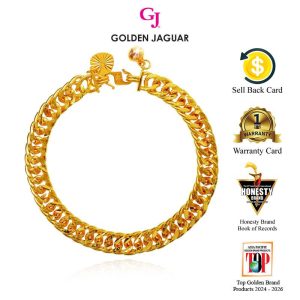 Emas Jaguar (7.93 g) GJ Gelang Tangan Bracelet Lipan Padu Pasir Kikir 0.6 24K Gold Plated Jewellery (2360608)