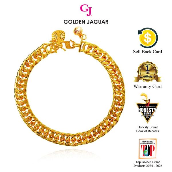 Emas Jaguar (7.93 g) GJ Gelang Tangan Bracelet Lipan Padu Pasir Kikir 0.6 24K Gold Plated Jewellery (2360608)
