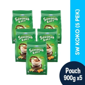 Mega Kaw - Sawanah Koko Serbuk 900g (5 pek) - Minuman coklat yang mengandungi bahan sunnah seperti kurma, madu dan barli Drink