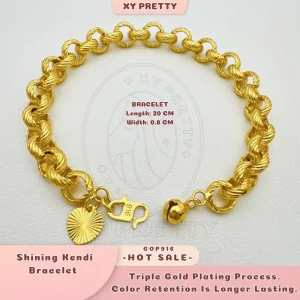 Rantai Tangan Kendi Shining COP916 - length 20CM - Lebar 0.8CM - Berat 20G - Gaya harian - Aksesori Bersalut Emas - Tahan lasak - Hypoallergenic - Titanium - XYPRETTY
