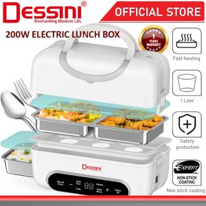 DESSINI ITALY 1L Electric Rice Cooker Lunch Box Non Stick Stainless Steel Inner Pot with Steamer Periuk Nasi Elektrik
