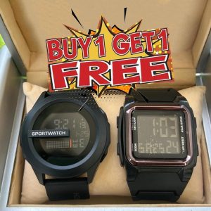 [Buy1 Get1] POSHI-jam tangan elektronik Uniseks asli untuk lelaki dan wanita, tali silikon kalis air, jam tangan sukan fesyen LED