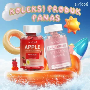 PROMO ISTIMEWA!BIYODE gabungan Gummy L Glutathione + Cuka Epal 120 Gummies Tambahan Vegan