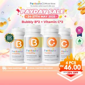 Pentavite Vitamin 2 bottles Set (Bubbly B + Vitamin C) Chewable 60pcs