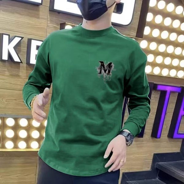 Baju Sweat Bercetak, Koleksi Baru Musim Luruh dan Musim Sejuk, Serba guna dan Fesyen Kasual, Rekaan Bahasa Inggeris M-word, Leher Bulat Lelaki, Longgar dan Bergaya, Gaya Hong Kong, Pakaian Lelaki Trendi, Baju-T Lengan Panjang, Baju Asas