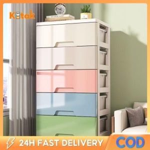 3-6 layers plastic storage drawer type movable clothes storage cabinet locker