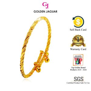 Emas Jaguar (5.31 g) GJ Rantai Tangan Gelang Tangan Bangle Pintal Kikir Adjustable 24K Gold Plated (58601A)
