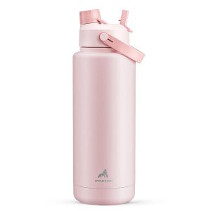 Botol Air Keluli Tahan Karat, POWCAN, Kapasiti 1100ml, Kalis Bocor, Buka Satu Jari, Penutup Selak Kebersihan, Sesuai dengan Pemegang Cawan, Bebas Tumpahan Semasa Dalam Perjalanan, Pemegang Bawa, Tahan Lama dan Tahan Calar, Diskaun Jumaat Gila