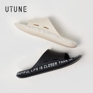 UTUNE, Selipar Abjad, Untuk Lelaki dan Wanita, Kasut Dalaman, Uniseks, Hitam dan Putih, Gaya Klasik, Selipar