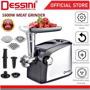 DESSINI ITALY 1600W Stainless Steel Electric Meat Grinders Sausage Maker Stuffer Blender Chopper Mixer Mincer / Pengisar