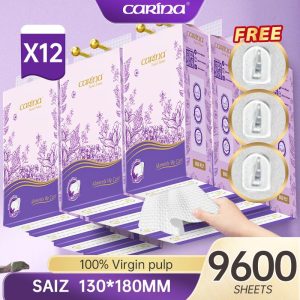 [9600 sheets 12 peks]+[Free 3 hook]&big besar CARINA Tisu Gantung Tisu Dinding 4 Lapis 130mm x 180mm