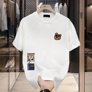 Kemeja-t lengan pendek lelaki, kemeja-t jenama fesyen Ins gaya Korea serba guna, kemeja-t leher bulat trend, kemeja-t separuh lengan langsing, Baju musim panas 2024