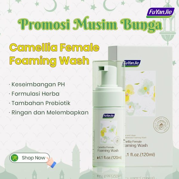 FuYanJie Camellia Foam Intim Wanita – Lembut untuk Kulit Sensitif & Waktu Haid| Feminine Probiotics wash