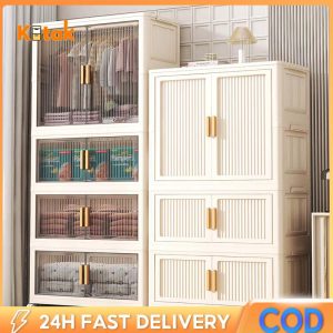L70cm 2 Doors Light Luxury Wardrobe Storage Versatile Foldable Storage Cabinet With Pulley
