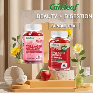 Gummies ACV + Kolagen, Kelembutan & Kilauan, Halal, Bukan GMO, Bebas Gluten, 60 Ct setiap Botol, Penjagaan Kesihatan Kecergasan, Kecantikan & Kilauan, Menyokong Rambut, Kulit & Kuku, Keanjalan Kulit & Penghidratan