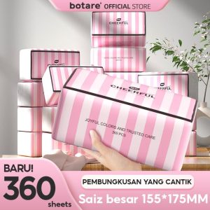 [20 Packs] Botare pink Air-Cushion Deluxe Soft Facial Tissue 4-Ply 360 Sheets