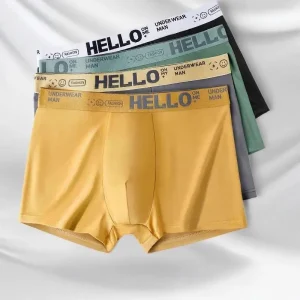 Seluar Boxer Lelaki, Bahan Lycra, Seluar Dalam Kegemaran Lelaki, Rekaan HELLO, Set 5 Warna, Lembut dan Selesa, Sesuai untuk Remaja dan Lelaki, Seluar Dalam, Seluar Boxer, Harga Mampu Milik