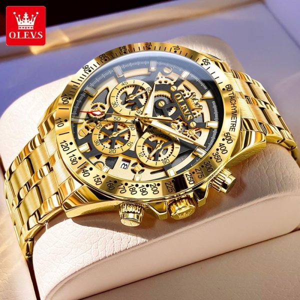 OLEVS Jam Analog Tangan Lelaki Asli Kalis Air New 2024 Berkilau dengan Masa Bercahaya dan Tarikh Tahan with Luxury Box 9913 Watches Rotundity Bahan logam dalam stok Banyak warna Pejabat parti pemberian hadiah Garanti 1 tahun
