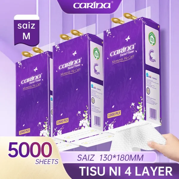 5000sheets 5pek Tisu Gantung Murah Wall Hanging Tissue CARINA Kotak Tisu Dinding 4 Lapis 130mm x 180mm