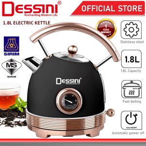 DESSINI ITALY 1.8L Stainless Steel Electric Kettle Automatic Cut Off Thermometer Boiler Jug Teapot / Cerek