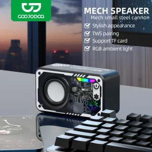 GOOJODOQ TWS Mech Bluetooth Speaker with LED Light | Bluetooth 5.3 Support SD Card RGB Ambient Stylish Audio