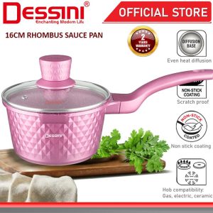 DESSINI ITALY 16CM Rhombus Sauce Pan Die Cast Aluminium Non Stick Milk Pot Frying Pan Casserole Bowl Cookware PERIUK