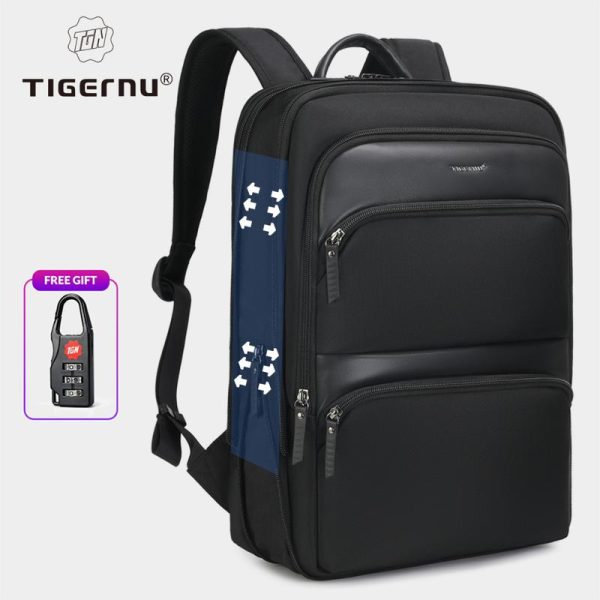Beg Komputer Riba Perniagaan Boleh Dibesarkan, Tigernu, Untuk Lelaki, Fabrik Kalis Air, Kapasiti Besar, Reka Bentuk Anggun, Tahan Lama, Poket Kaya, Sesuai untuk Sekolah, T-B9121