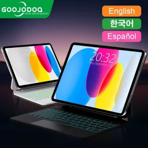 GOOJODOQ Wireless Keyboard with Bluetooth | NO IPAD NO TABLET | Ultra Thin Lightweight Portable 7 Colour LED Backlit | Compatible with iPad Air 4 / Air 5 / Air 6 / Pro 11 / Pro 12.9 / Gen 10th