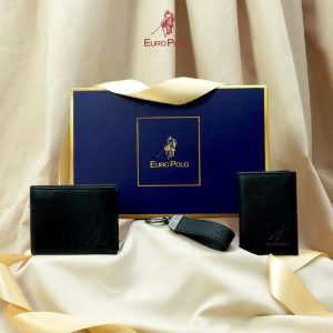 Euro Polo Top Grain Cow Leather Trio Men's Gift Set Wallet, Cardholder and Keychain - EP Classic Set 5+6