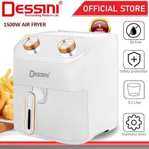 DESSINI ITALY 5.2L Electric Air Fryer Convection Oven Toaster Timer Oil Free Roaster Breakfast Machine Ketuhar