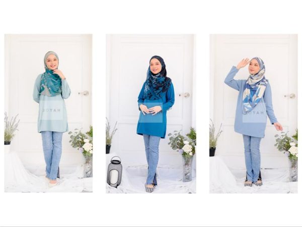 Joyah Premium Muslimah/XS-XL/Baju Sukan Muslimah/Plain Jersi/ Microfiber Eyelet Jogging Jogger