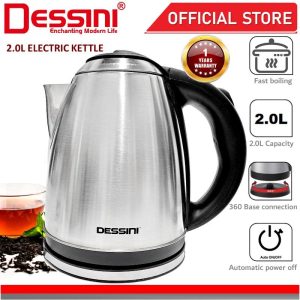 DESSINI ITALY Stainless Steel Electric Kettle Automatic Cut Off Boiler Jug Teapot Cerek (2.0L)
