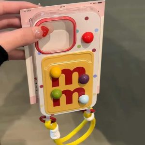 Sarung Telefon Slot Kad DIY 3D, dengan Lanyard, untuk iPhone 11, 15, 14, 13, 12, Pro Max, Ins Comel M & C Korea, Sarung Telefon Bimbit, Penutup Belakang Pelindung Kalis Kejutan, Sarung Telefon Bimbit