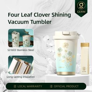 GERM Clover Coffee Cup 390ml S31603 Stainless Steel Thermos Bottle Leakproof Water Bottle Tumbler