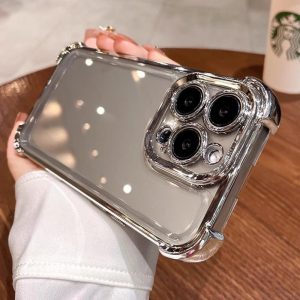 Sarung Telefon Penyaduran Mewah, Serasi dengan iPhone 11, 16, 15, 14, 13, 12, Pro, Xs Max, XR, X, 7, 8 Plus, HD Jelas, Sarung TPU Lembut, Kalis Kejutan, Sarung Telefon Bimbit, Penutup Belakang Pelindung