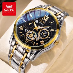 OPK Jam Analog Tangan Lelaki Original Watch Men Waterproof Stainless Steel Quartz Luminous Authentic Dragon Design Gold Watch For Men 8135 Tahan Karat Rotundity Bahan logam dalam stok Banyak warna Pejabat parti pemberian hadiah Garanti 1 tahun