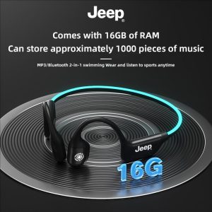 Jeep EC025Alat Dengar, Bluetooth 5.4, Didatangkan dengan Kad Memori 16G, IPX8 Kalis Air, Sesuai untuk Sukan, Tertutup Sepenuhnya, Menyokong Berenang, RCB Kesan Pencahayaan Mic，Available for iPhone and Android