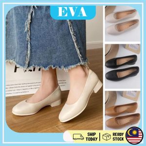 READY STOCK EVA Women OL Pointed Middle Heel Office Wear Kasut Kerja Kasut Perempuan Murah Shoes Wanita