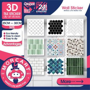 1pc,Kertas Dinding Pelekat Dinding, MORCART, Pelekat Jubin, Reka Bentuk 3D, Sesuai untuk Dapur, Antifouling, Balkoni dan Bilik Mandi, 12 "x12" / 30x30cm / keping, 10 "x10" / 25x25cm / keping, Tebal, Tahan Haus, Kalis Air, Tidak licin, Pelekat sendiri, DIY