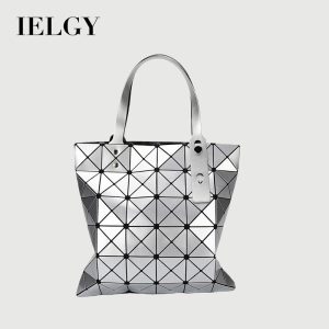 Beg Tangan PU Berkilat, IELGY, Rekaan Ketupat Geometrik, Fesyen, Beg Bahu Lipat Wanita Bags