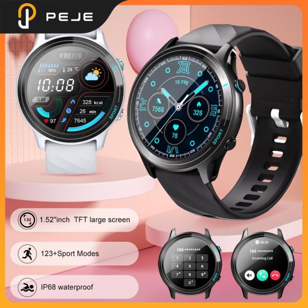 Smartwatch, PEJE, Z123, Kalis Air IP68, Skrin HD 1.52-inci, Menyokong Straval, 100 + Mod Senaman, Suara AI, Panggilan Bluetooth, 1
