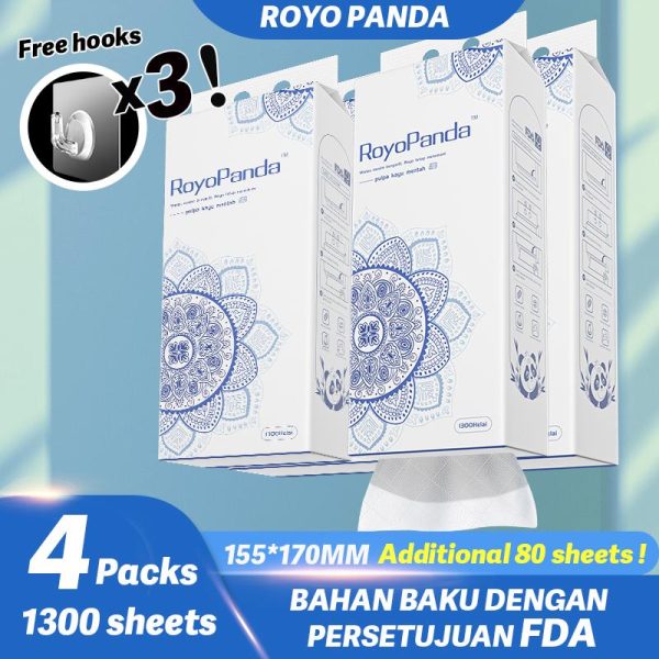 【4PCS】ROYO PANDA Siri Mewah Hanging Tissue AIR-cushion Cheerful Tissue 4-Ply 1380 sheets 155*170mm Air-cushion Deluxe Comfort Tissue 5520 Helaian Tisu