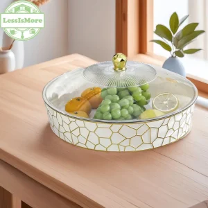 Elegant PET container and lid with gold color motif tray buffet set